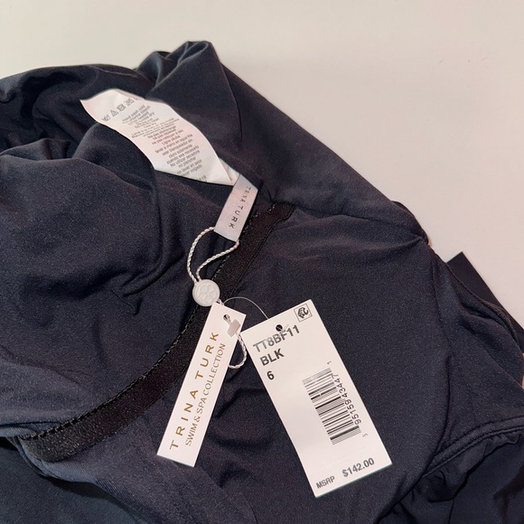 TRINA TURK Nordstrom black off shoulder ruffle one piece swimsuit maillot 2 6 - Picture 6 of 7